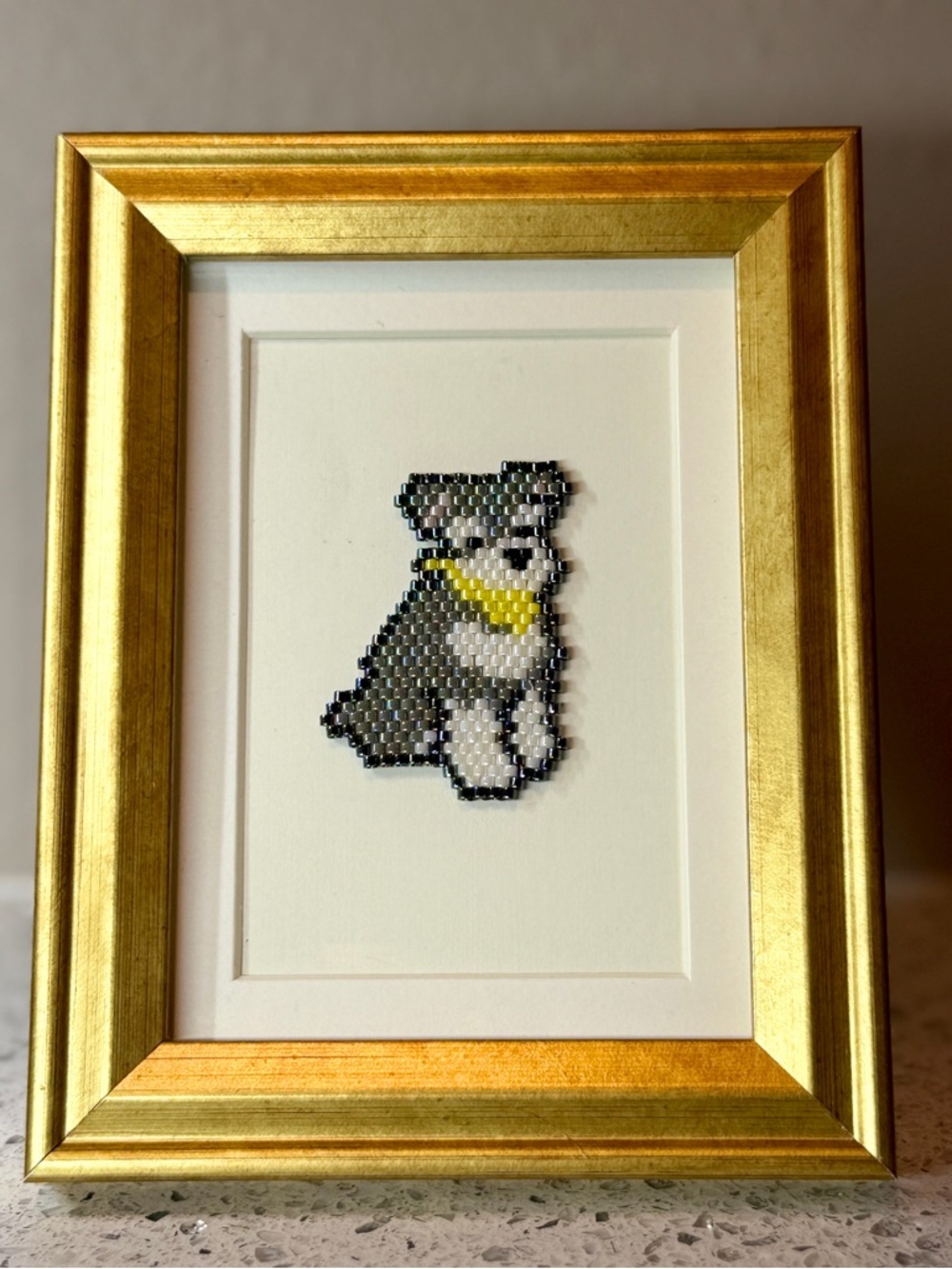 Schnauzer Tiny Beaded Framed Art – Handmade Mini Dog Decor - Picture 5 of 5